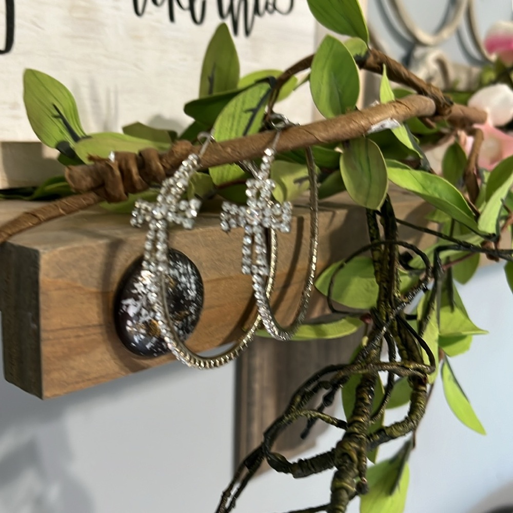 Big Rhinestone Cross Loops - Picture 9 of 11